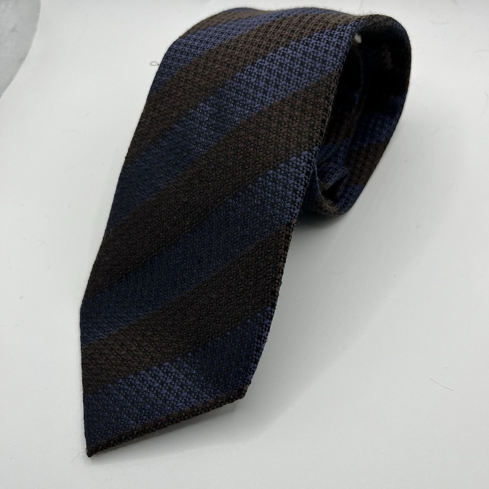 Suitsupply Men's Silk Wool Neck Tie Navy/Brown Striped